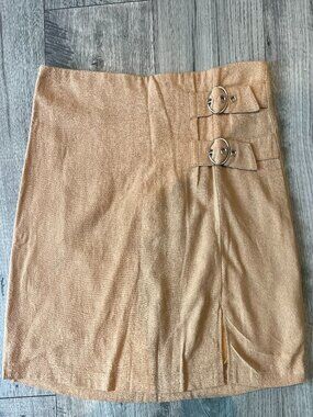 Umgee Camel Tan Mini Skirt O-Ring Buckle Detail Size S